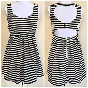 Striped dress with heart cutout back sweetheart